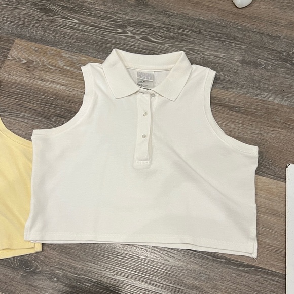 Moda international lot of 3 vintage 90s sleeveless crop collar shirts size M - Picture 4 of 8